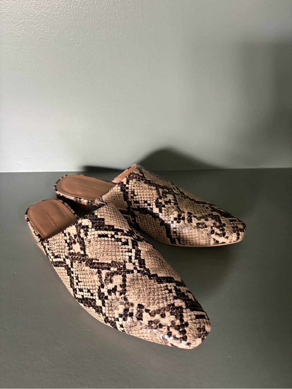 Banana Republic Women's Snake-Print Slip-On Mules in Beige - Sz 8